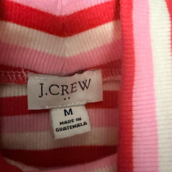 J. Crew Factory Like New Pink and White Striped Ribbed Turtleneck Top - Picture 2 of 3